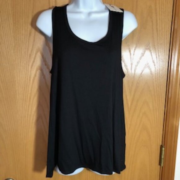 NWT Cable & Gauge Black Sleeveless Long Tunic Tank XL Gathered Hem on 1 Side - Picture 1 of 8